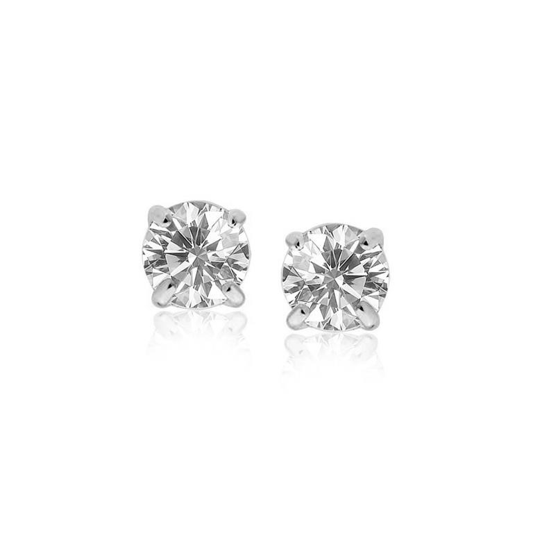 Round 1.50ct White Sapphire Silver Stud Earrings