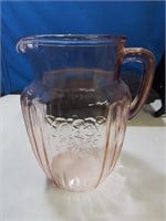 Pink depression glass lemonade pitcher 9 inches