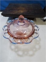 Pink depression glass scalloped edge loaded c