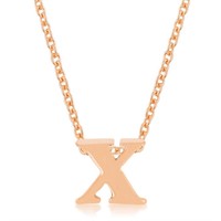 Rose Goldtone Initial Small Letter X Necklace