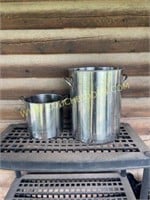 pair of stainless cooking pots