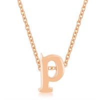 Rose Goldtone Initial Small Letter P Necklace