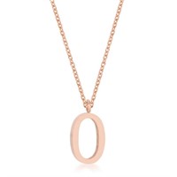 Rose Goldtone Initial Capital Letter "o" Necklace