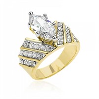 18k Goldpl Marquise 4.91ct White Topaz Crown Ring