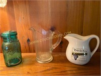 Antique Glass Pitcher and Welch's Grape Pitcher