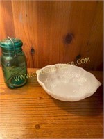 Milk Glass Grapevine Bowl