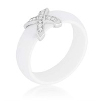 Round .16ct White Sapphire Cross Design Ring