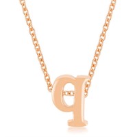 Rose Goldtone Initial Small Letter Q Necklace