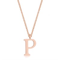 Rose Goldtone Initial Capital Letter "p" Necklace