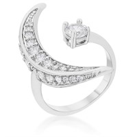 Charming .75ct White Topaz Crescent Moon Open Ring