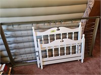 Twin size wooden painted head & footboard & frame