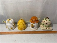 Three honeycomb theme honey jars and other