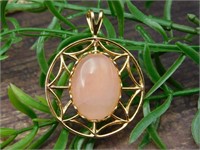 ROSE QUARTZ WEB PENDANT ROCK STONE LAPIDARY SPECIM