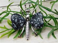 SNOWFLAKE OBSIDIAN WINGED INSECT ROCK STONE LAPIDA