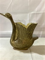 Brass swan vase vintage
