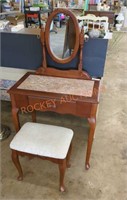 Vanity with stool and marble inlay top