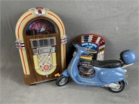 Toy Motorcycle, Bank, Battery Operated Jukebox