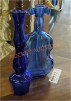 Decorative vintage blue glass vases