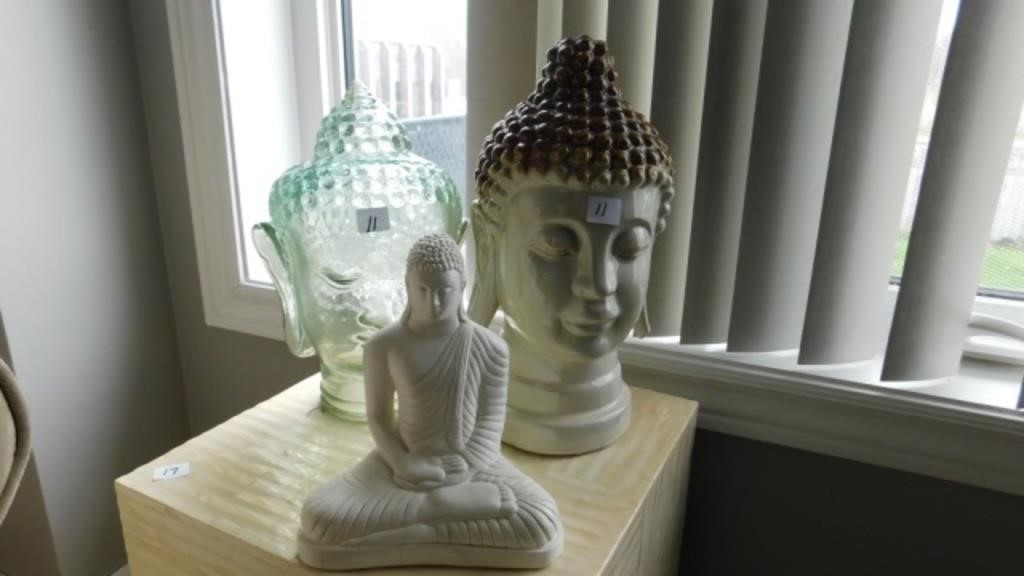 3 Asian Decorator Statues (13", 12" and 8" tall)