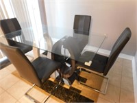 Modern Glass Dining Table and 4 Dining Chairs