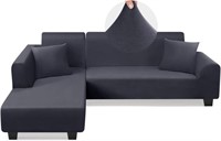 $76 - Sectional Couch Covers, L Shape, Dark Grey