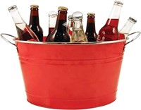 Twine Big Red Ice Bucket, Galvanized Metal Drink