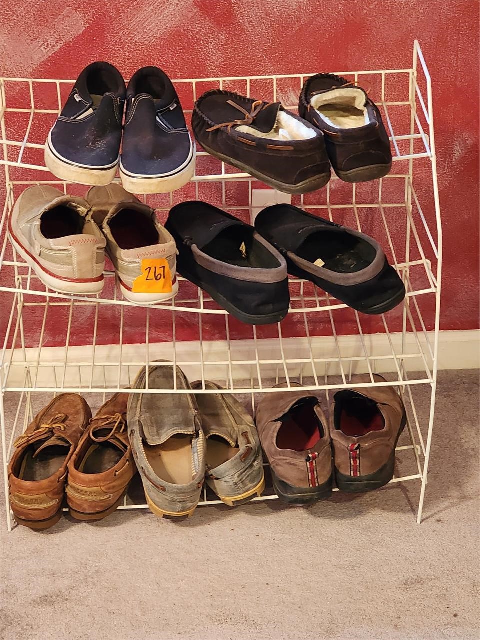 Assorted loafers and rack