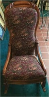 Vintage Floral Burgundy Rocking Chair