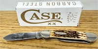 CaseXX Amber Bone Peach Seed Canoe Pocket Knife