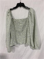 EVALESS WOMENS XL PUFF LONG SLEEVE FLORAL TOP