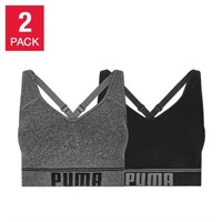 2-Pk Puma Women’s XL Convertible Sports Bra, Black
