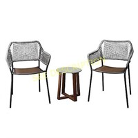 Teamson Patio Chairs and Table 3 Pc Set,  Rope and