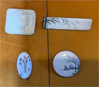 Vintage Ceramic Brooches, Signed