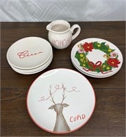 Christmas Plates, Rae Dunn Ho Ho Ho Creamer
