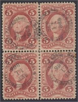 US Revenue Stamps #R28c Used Block of 4 with hands