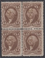US Revenue Stamps #R39c Used Block of 4 with hinge