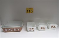 Early American Vtg Pyrex Refrigerater Set Of 4