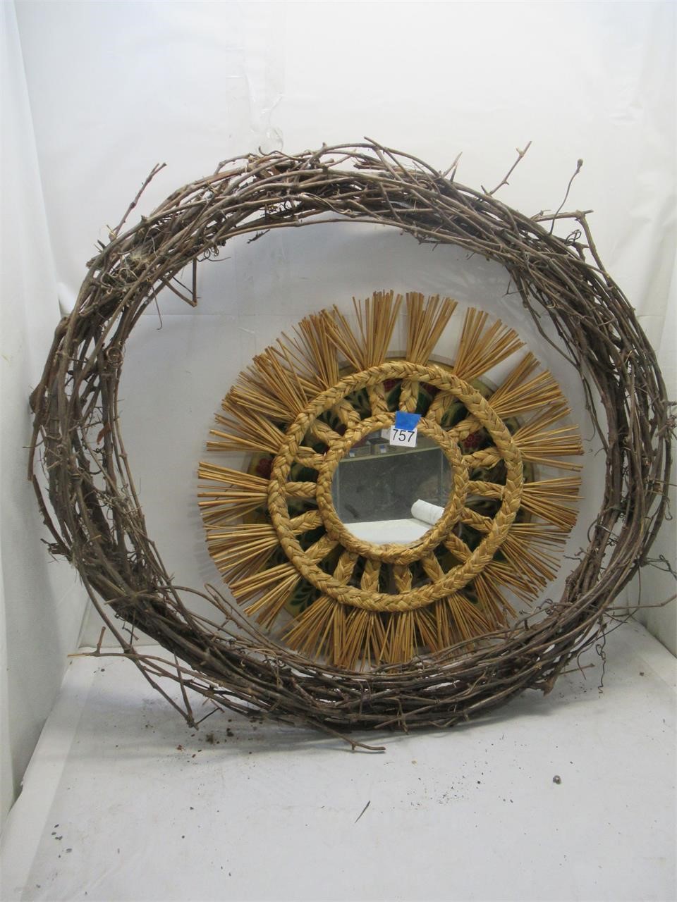 wreath, wall mirror