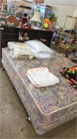 Queen size bed frame with mattress and box springs