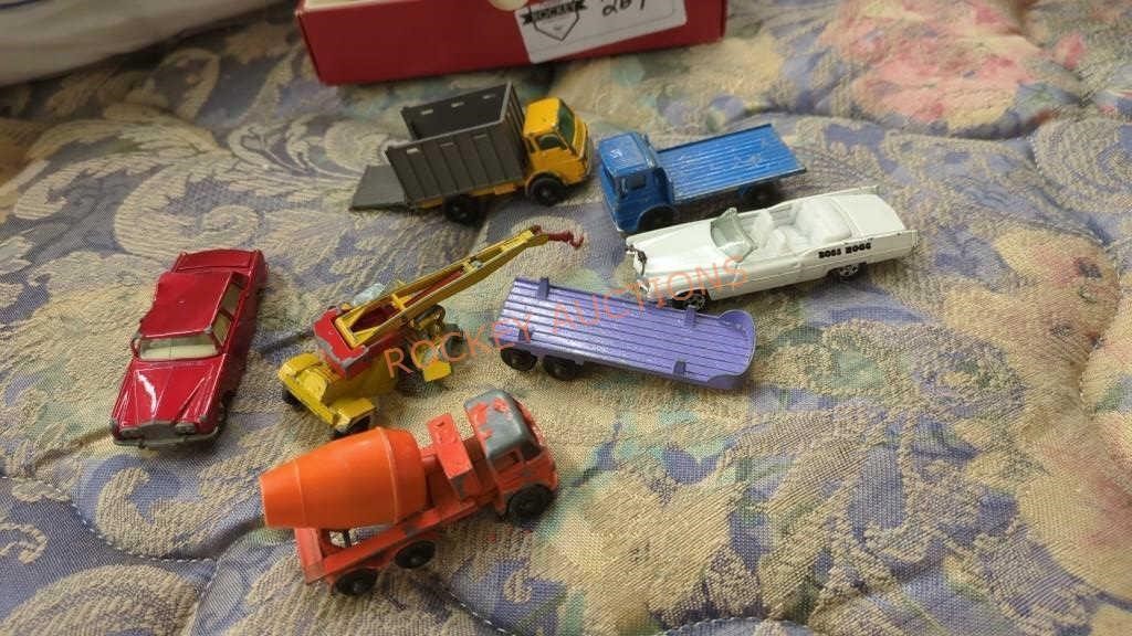 Vintage toy trucks and cars