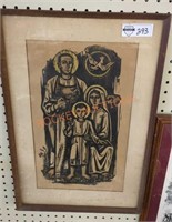 Vintage framed religious signed art