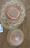 Vintage Pink and yellow depression glass lot