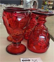 Vintage imperial glass ruby red goblets set of