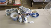 Vintage misc. blue and white dish lot