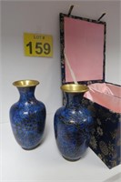 Nice Floral Cloisonne Chinese Vases - In Box