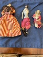 3 small antique dolls