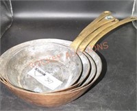 Antique mini copper frying pan lot