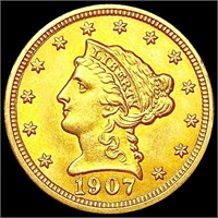 1907 $2.50 Gold Quarter Eagle CLOSELY