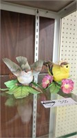 Lenox bird figures, American goldfinch and tufted