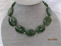 Necklace Green Beaded 15"